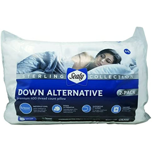 sealy Sterling Collection Down Alternative Pillows 400 Thread Queen - 2 Pack