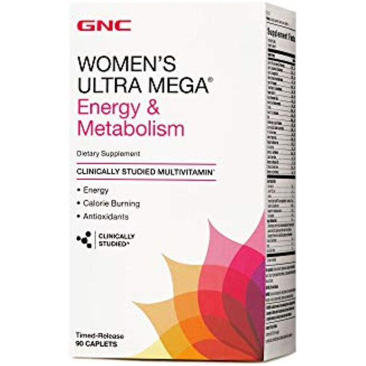 GNC Womens Ultra Mega Energy and Metabolism Multivitamin for Women, 90 Count, for Increased Energy, Metablism, and Calorie Burning