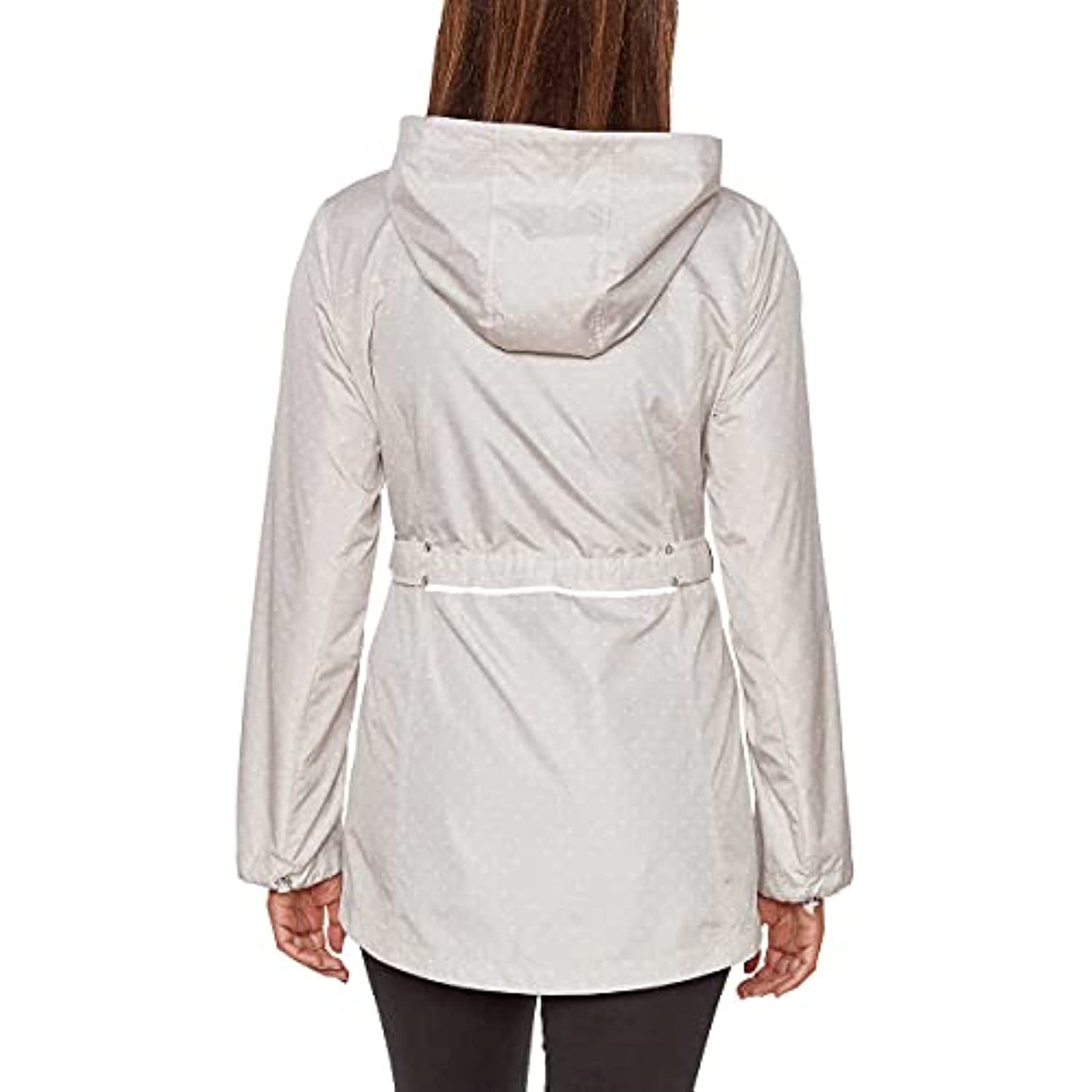 Jones New York Women's Rain Jacket Parka In A Pocket Windbreaker (Sand with Dot, X-Large)