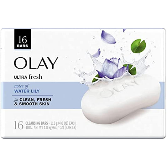 Olay Ultra Fresh Cleansing Bar Soap, Water Lily, 4 Ounce (Pack of 16)