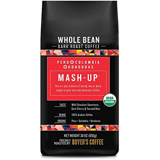 Boyer's Coffee Mash-Up Organic Whole Bean Coffee, Dark Roast (30 Oz.)