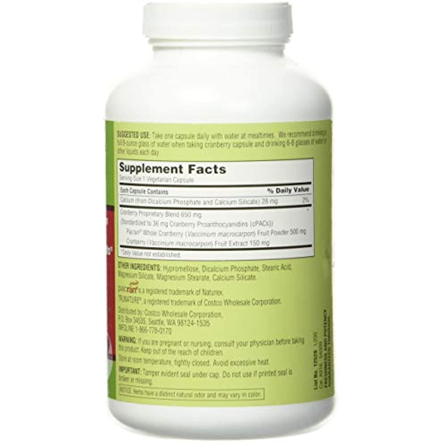 trunature One Per Day Cranberry 650 mg, 140 Vegetarian Capsules