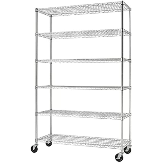 TRINITY NSF 6-Tier Wire Shelving Rack, 48"x18"x72"