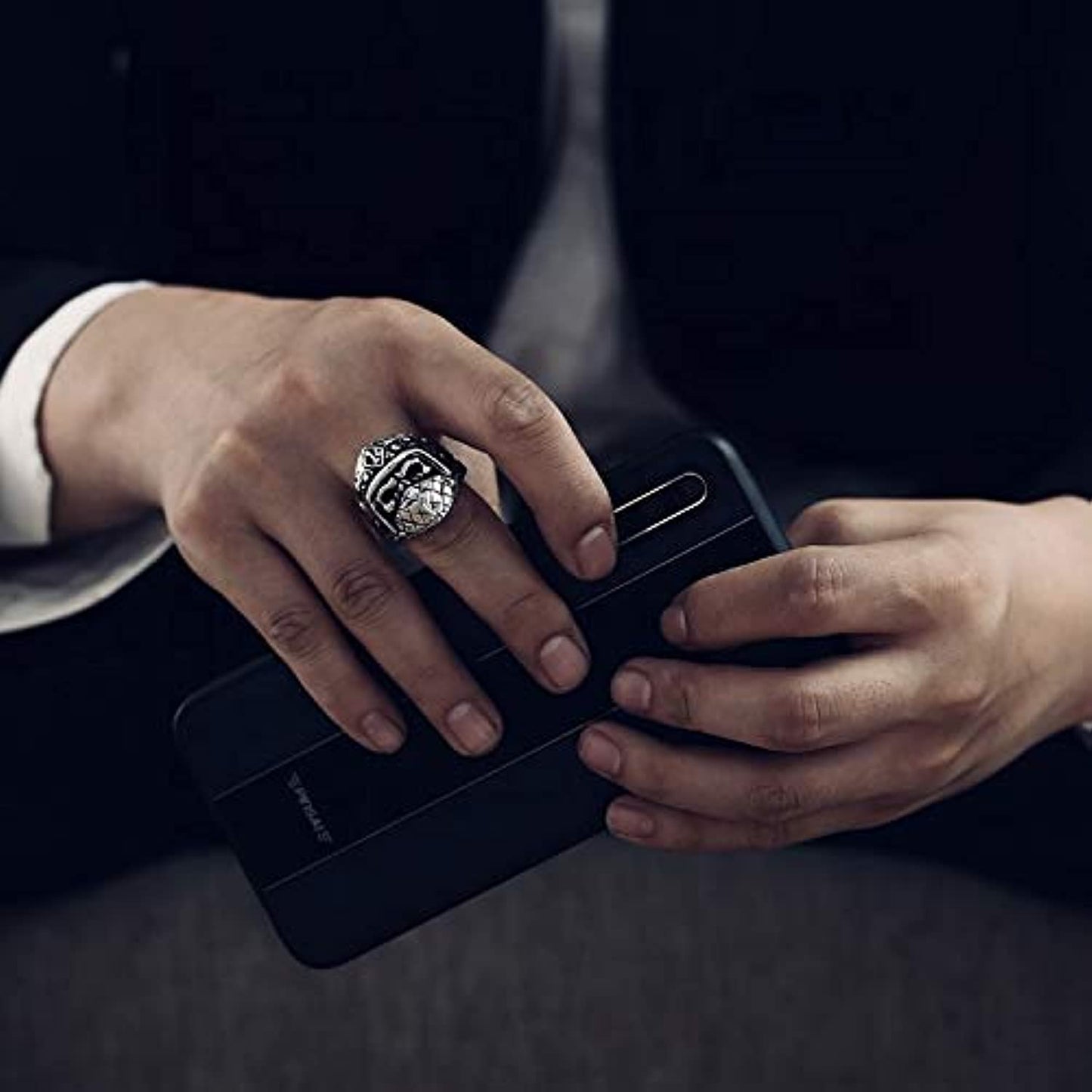 Men's Motorcycle Biker Rider Ring Harley FTW Cross %1 er side Outlaw Skull 7-14 Top Quality Ship from US no Tarnish no Green w/gift box (13)