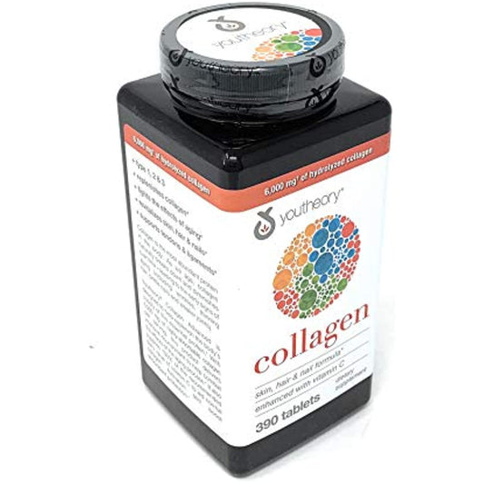 Youtheory Collagen Advanced Formula,Skin, Hair and Nails Enhanced with Vitamin C,6 Grams Collagen Type 1, 2 & 3 with 18 Amino Acids,390 Tablets
