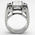 Reliable and Fast Men's Princess Cut Simulated Diamond Silver Stainless Steel Ring Size 8-14 (9)