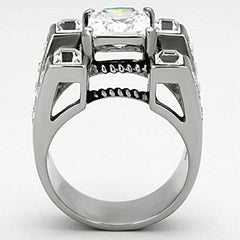 Reliable and Fast Men's Princess Cut Simulated Diamond Silver Stainless Steel Ring Size 8-14 (14)