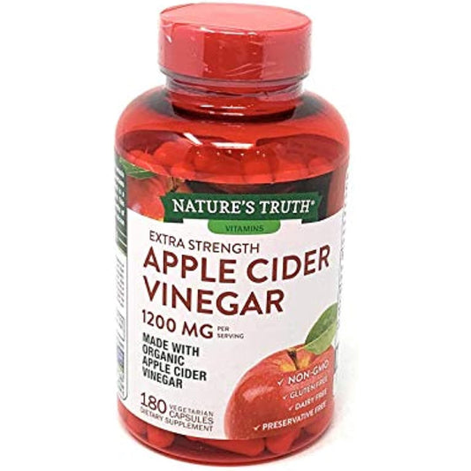 Nature's Truth Organic Apple Cider Vinegar Extra Strength Quick Release 1200 MG Gluten Free, Dairy Free, Non -GMO, No Preservative - 180 Vegetarian Capsules (1 Pack - 180 Capsules)