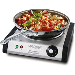 Waring Commercial WEB300 Single Cast Iron Burner, 1300W, 120V, 5-15 Phase Plug,Silver