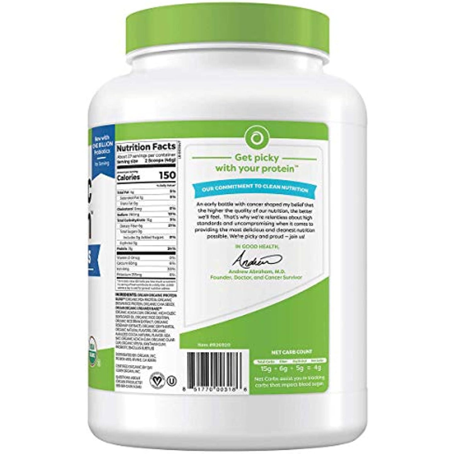 Orgain Organic Plant-Based Protein Powder, Creamy Chocolate Fudge, 2.74 Pound (0)