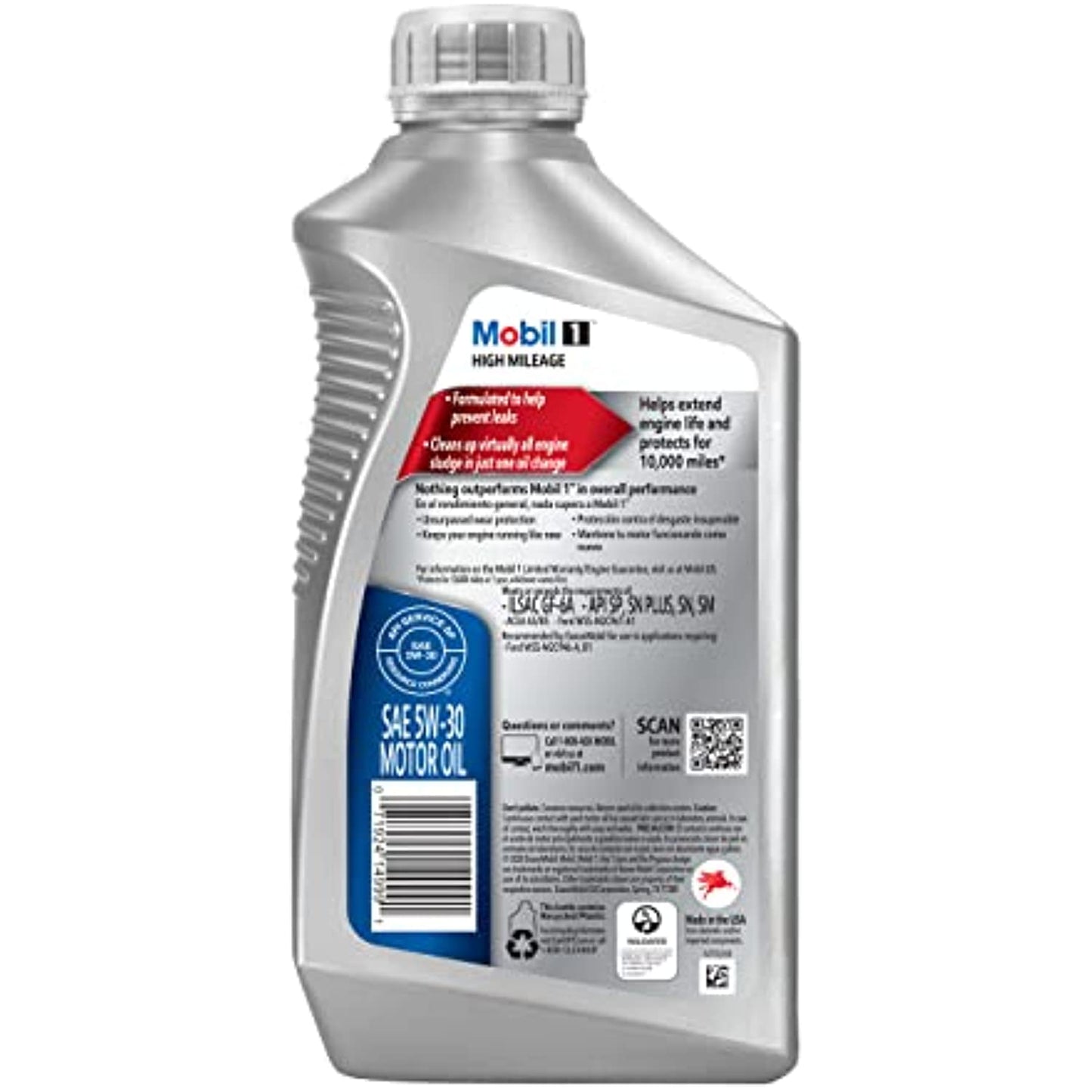 Mobil 1 High Mileage Full Synthetic Motor Oil 5W-30, 6-Pack of 1 quarts