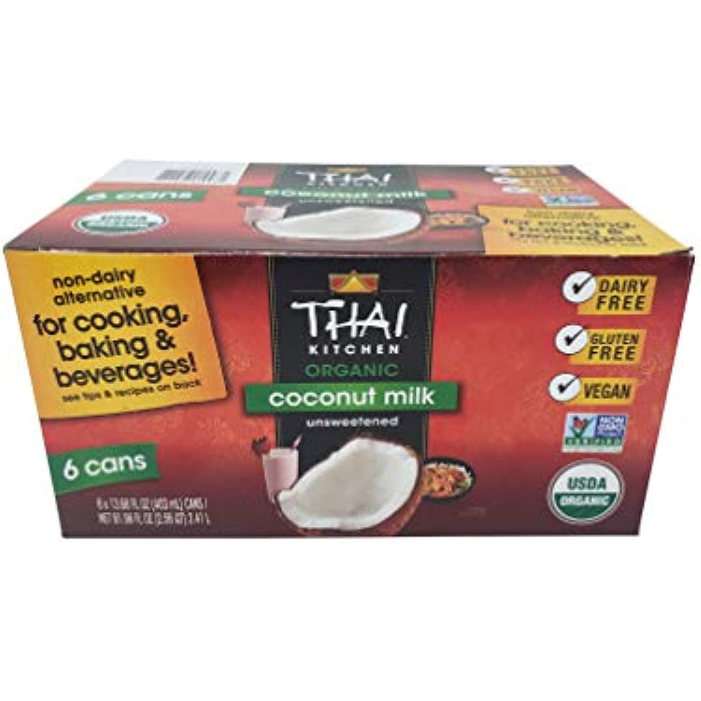 Thai Kitchen Organic Unsweetened Coconut Milk, 13.66 Fl Oz (Pack of 6)