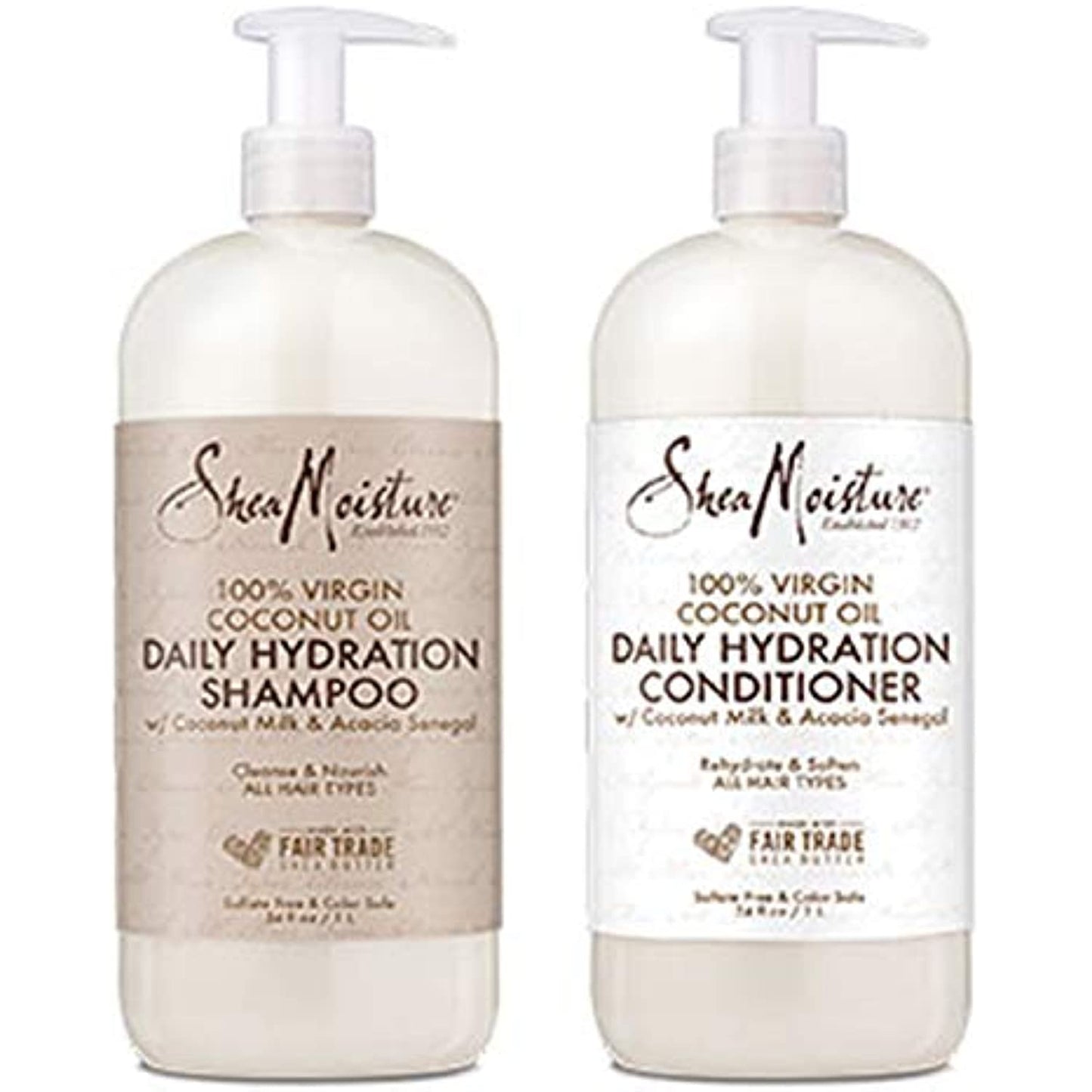 Shea Moisture Moisturizing Shampoo and Conditioner Set Coconut Oil Daily Hydration, Made with Real Coconut Oil, 34 Fl Ounce