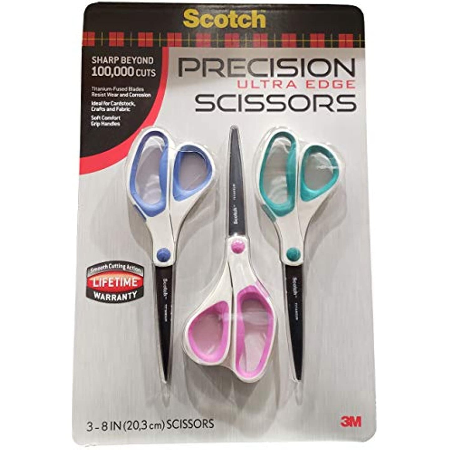 Scotch Precision Ultra Edge 8-Inch Scissors, 3 pack