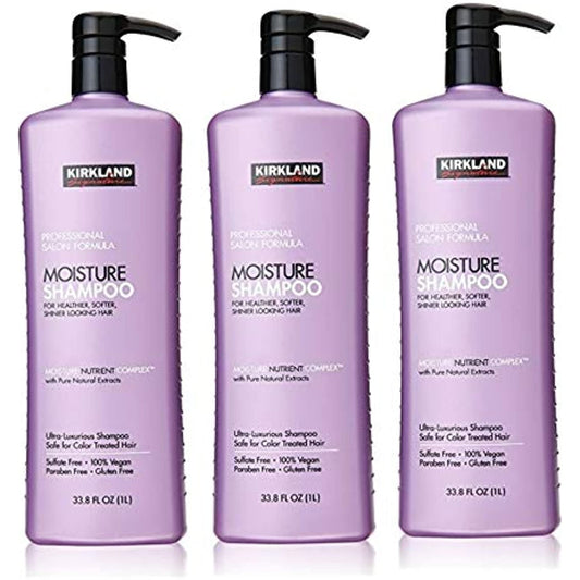 Kirkland Signature Professional Salon Formula Moisture Shampoo, 33.8 Fl. Oz. (Pack of 3, Total 101.4 Fl.Oz,Each 33.8 Fl.Oz.)