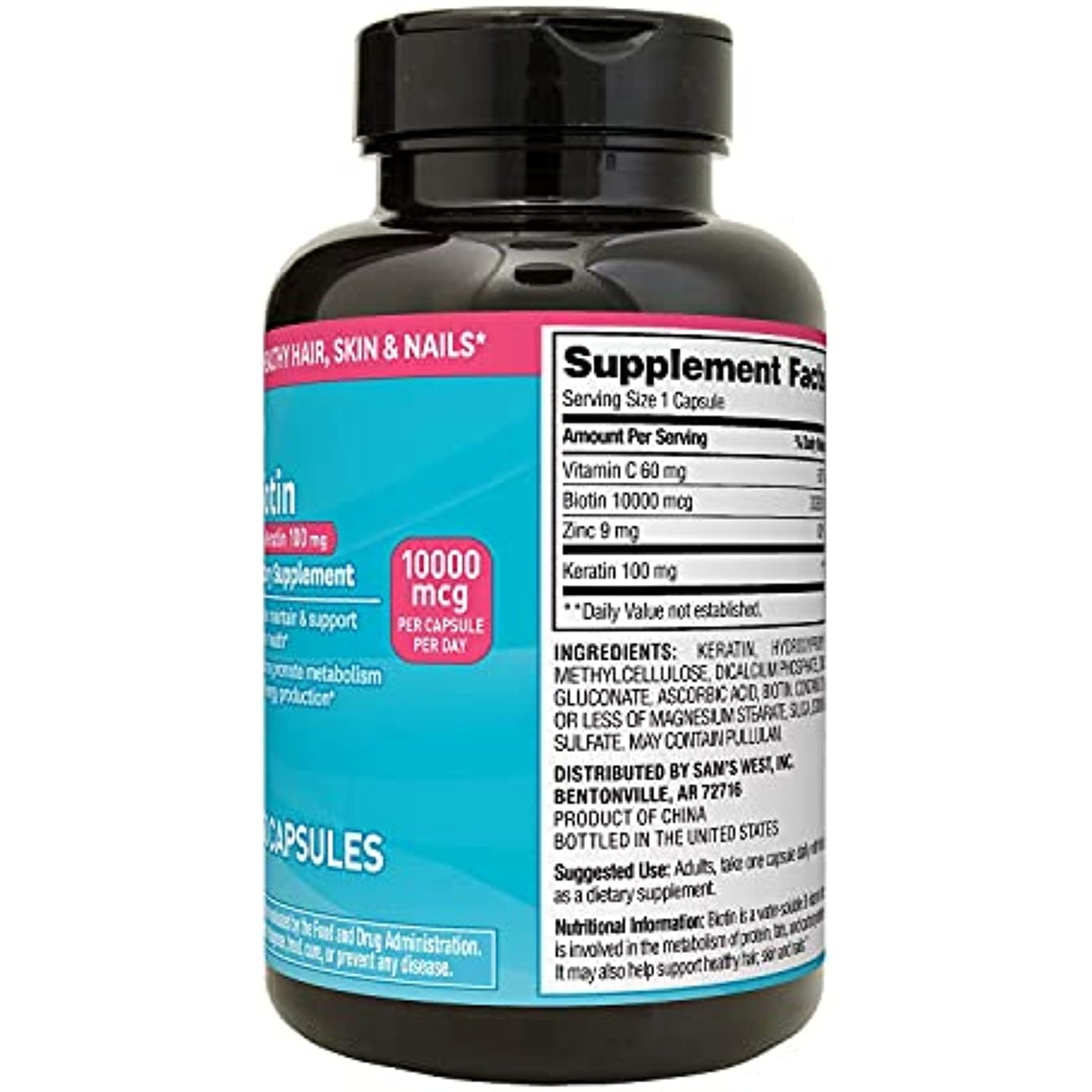 Member's Mark Biotin 10,000mcg with Keratin 100mg (250 ct.)