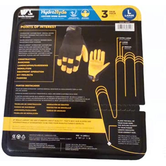 Hydra Hyde Unisex Leather Work Duty Safety Breathable Hydrahyde Flexible Water Resistant (Large) Gloves, See Image, Large US