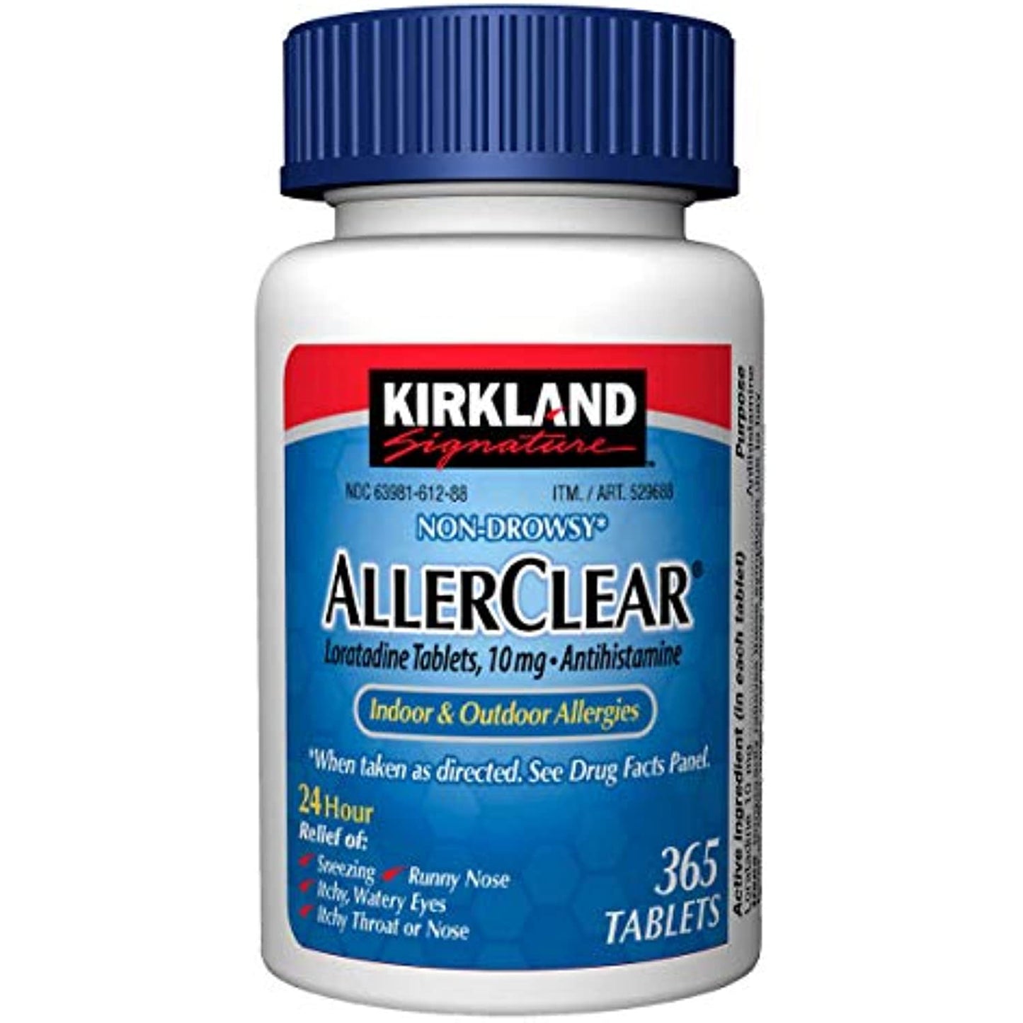 Kirkland Signature Non Drowsy Allerclear Loratadine Tablets, Antihistamine, 10mg, 365-Count - 2 Pack