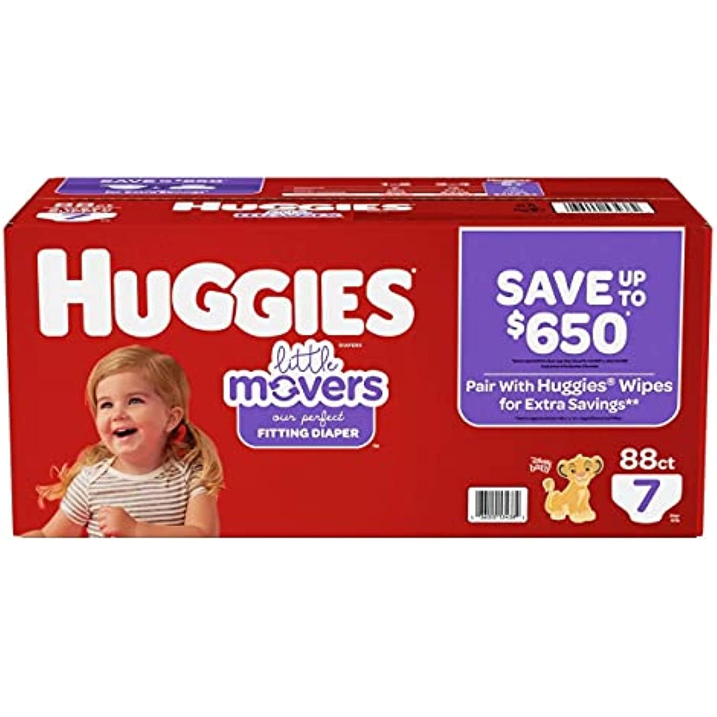Huggies Little Movers Diapers, Size 7-41+ Pounds (88 Count)