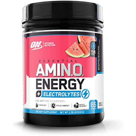Optimum Nutrition Amino Energy + Electrolytes Powder - Pre Workout, BCAAs, Amino Acids, Keto Friendly, Energy Powder - Watermelon Splash, 65 Servings