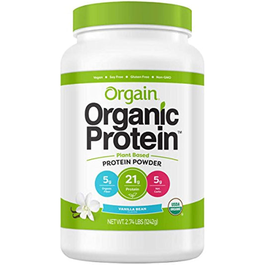 Orgain Organic Plant Based Protein Powder, Vanilla Bean, Vegan, Non-GMO, Gluten Free, 2.74 Pound, 1 Count, Packaging May Vary