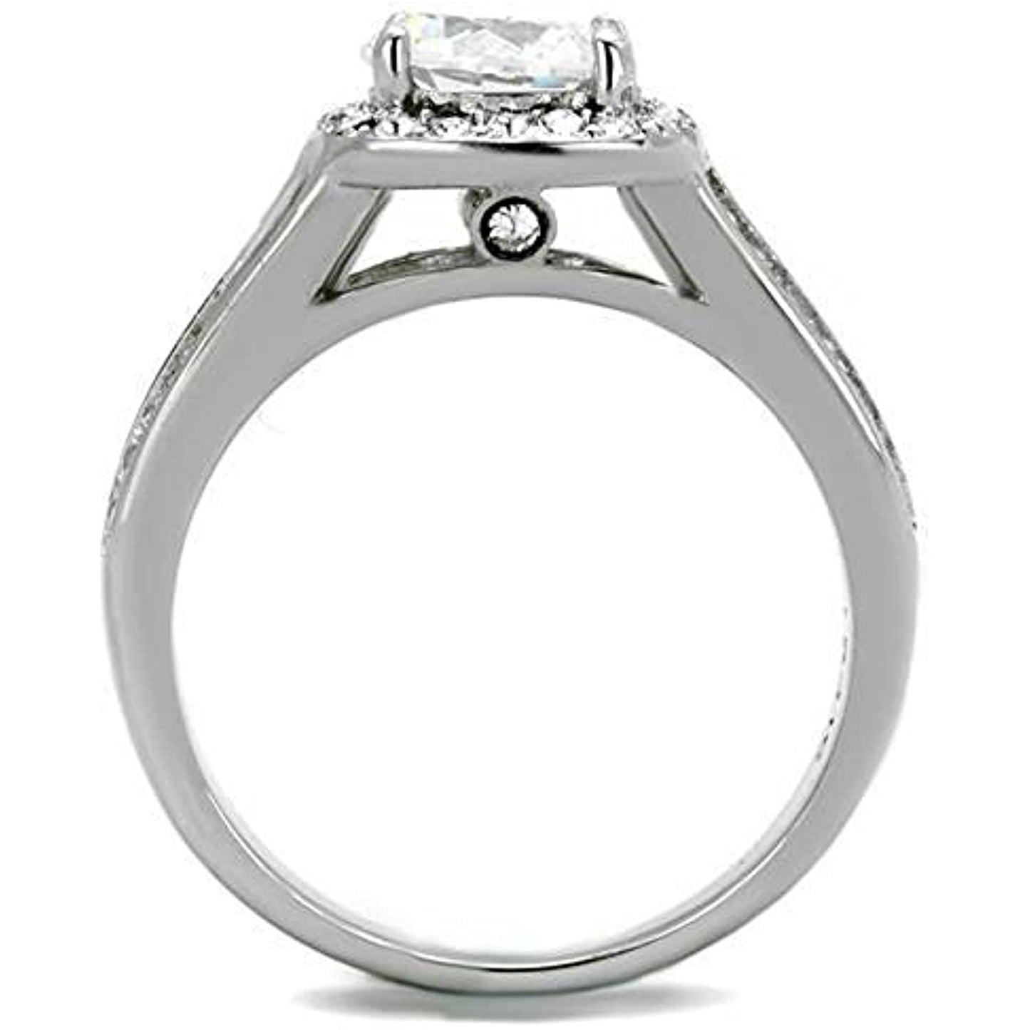 Reliable and Fast 2.95 Ct Halo Round Cut CZ Stainless Steel Engagement Ring Band Women's Size 5-10 (8)