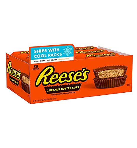 REESE'S Milk Chocolate Peanut Butter Cups Candy, Bulk, Christmas, 1.5 Ounce (Pack of 36)