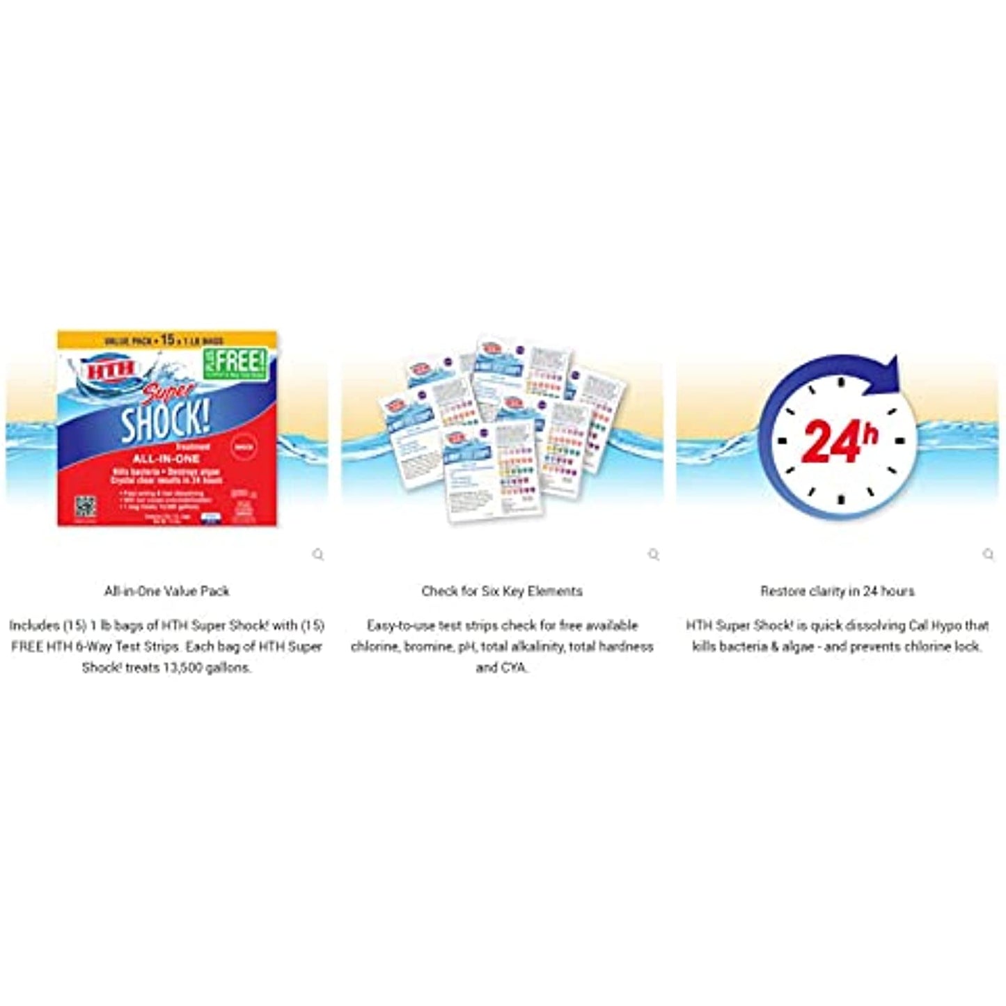 HTH 52123 Super Shock Treatment Swimming Pool Chlorine Cleaner, 1 lb (Pack of 15)