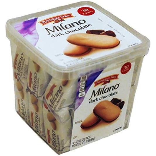 Pepperidge Farm, Milano, Cookies, Dark Chocolate, 22.5 oz, Multi-pack, Tub, 2-packs, Total 30-count
