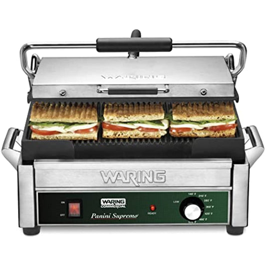 Waring Commercial WPG250 Panini Supremo� Large Panini Grill, Pancake drip Crepe Batter PANINI, 120V, 5-15 Phase Plug