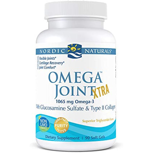 Nordic Naturals Omega Joint Xtra, Lemon - 90 Soft Gels - 1065 mg Omega-3 + Glucosamine Sulfate & Type 2 Collagen - Joint Health, Cartilage Recovery - Non-GMO - 30 Servings