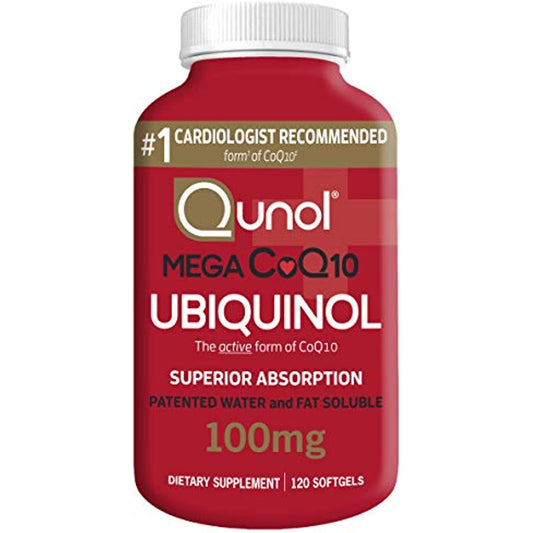 Ubiquinol CoQ10 100mg Softgels, Qunol Mega Ubiquinol 100mg - Superior Absorption - Active form of Coenzyme Q10 for Heart Health & Healthy Blood Pressure Levels - 4 Month Supply - 120 Count
