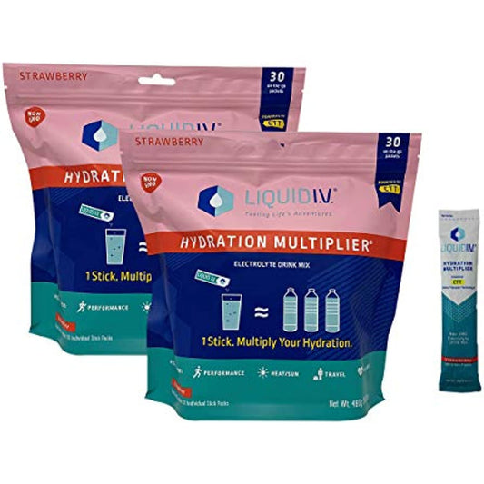 Liquid I.V. Hydration Multiplier, Electrolyte Powder, Easy Open Packets, Supplement Drink Mix (Strawberry 60 Count)