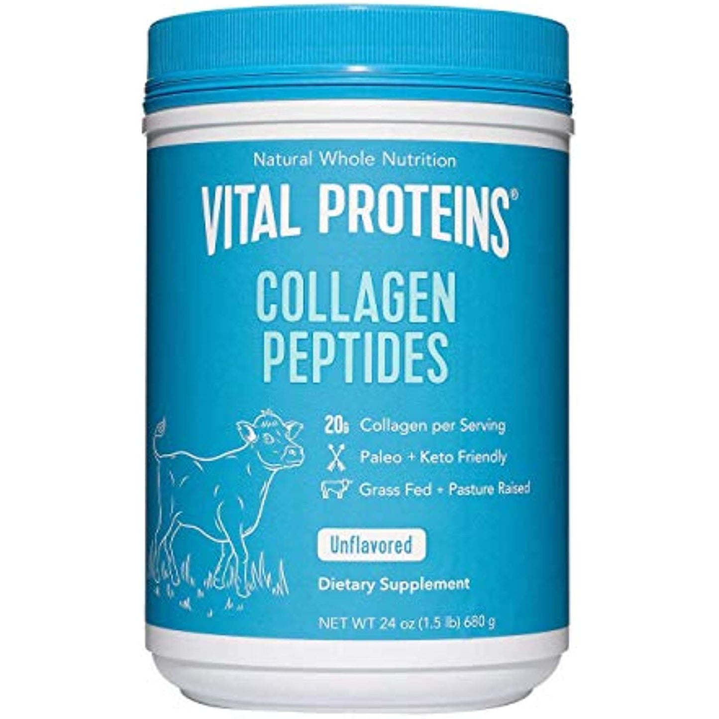 Vital Proteins Natural Whole Nutrition Collagen Peptides - Pasture Raised, Grass Fed, Paleo Friendly, Gluten Free, Single Ingredient - 24 Ounce