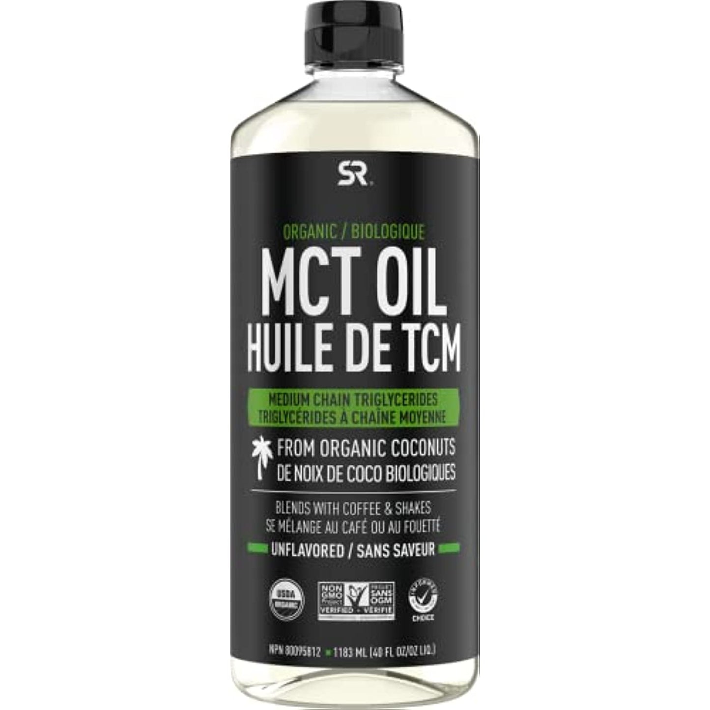 Sports Research Keto MCT Oil from Organic Coconuts - Fatty Acid Fuel for Body + Brain - Dual Ingredient C8 and C10 MCTs - Perfect in Coffee, Tea, & More - Non-GMO & Vegan - Unflavored (40 Oz)