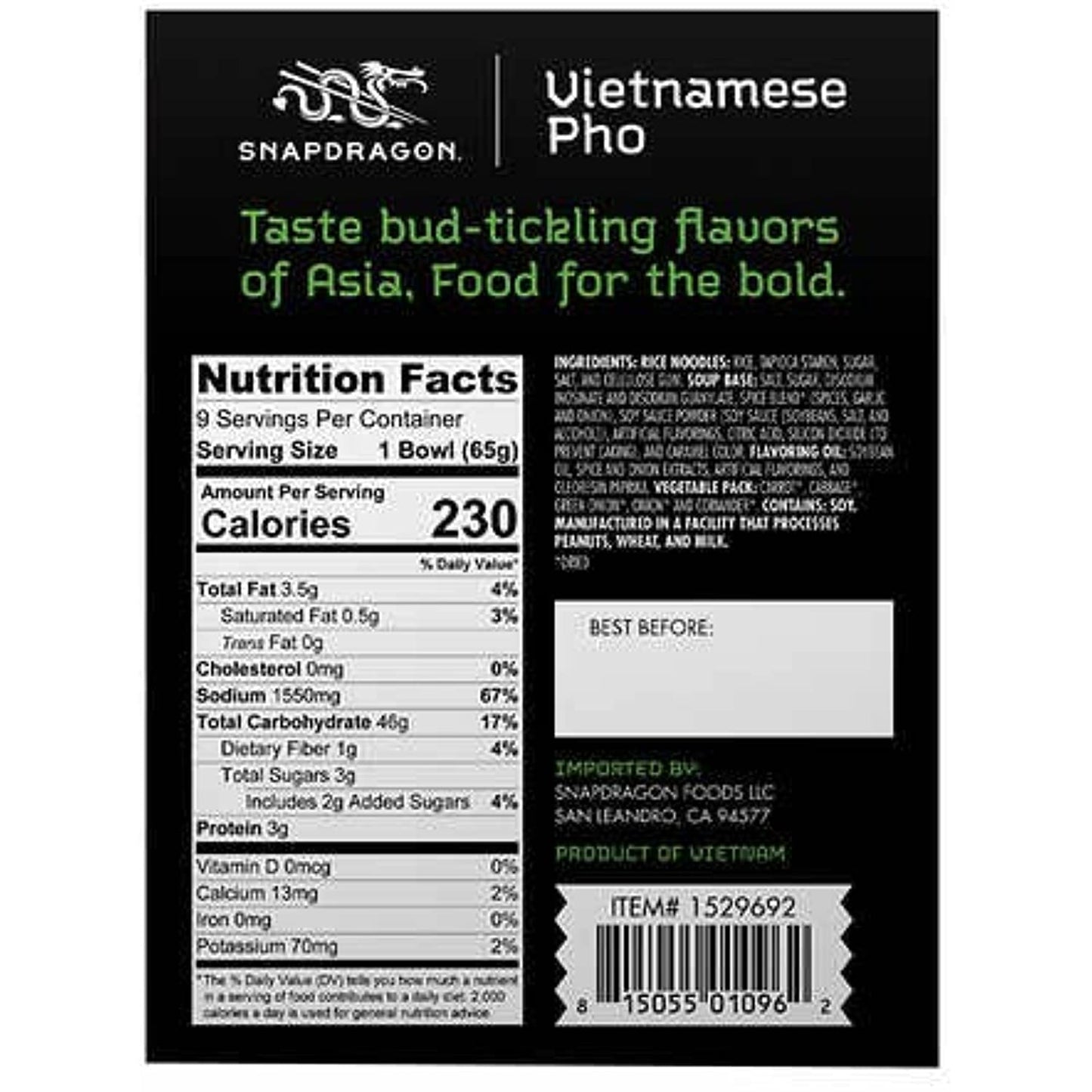 Snapdragon Vietnamese Pho Bowls, 9 Count (Pack of 1)