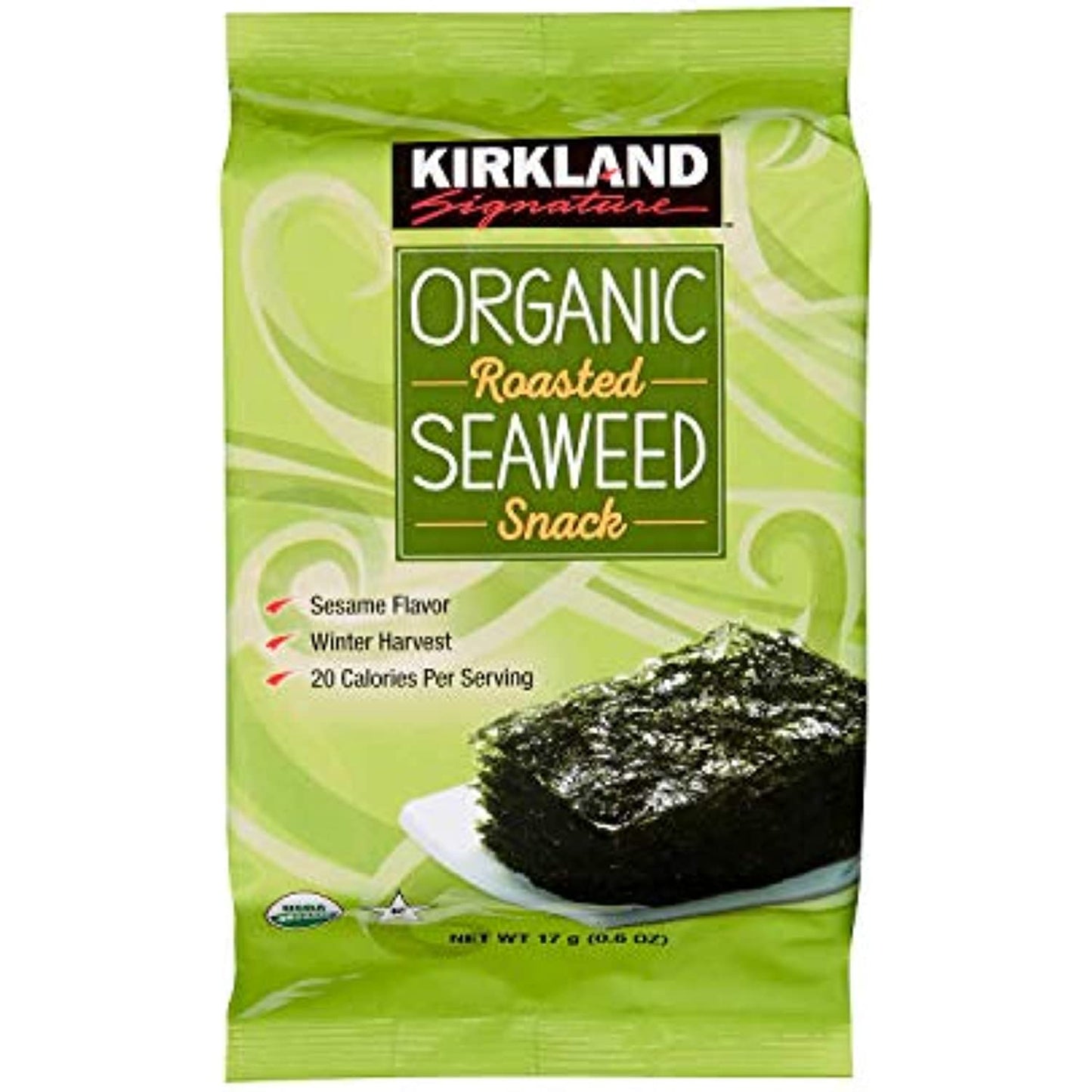 Kirkland Signature Organic Roasted Seaweed Snack Pack of 30 (0.6 Ounces each)