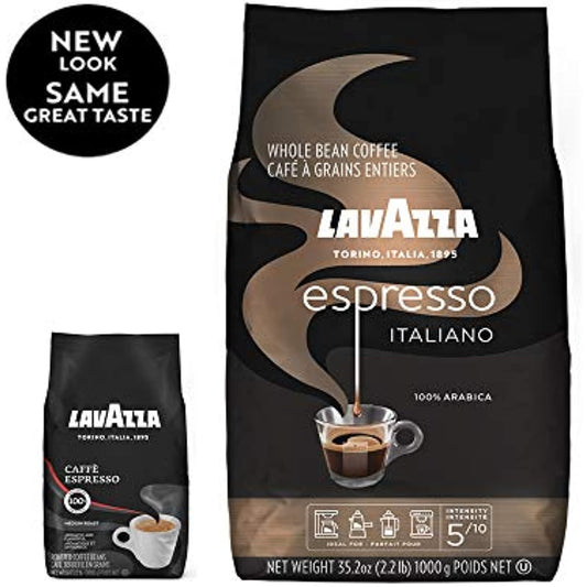 Lavazza Espresso Italiano Whole Bean Coffee Blend, Medium Roast, 2.2 Pound Bag (Packaging May Vary) Authentic Italian, Blended And Roasted in Italy, Non GMO, 100% Arabica, Rich bodied