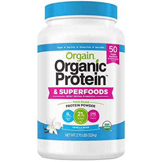 Orgain Organic Green Superfoods Powder - Antioxidants, 1 Billion Probiotics, Vegan, Dairy Free, Gluten Free, Kosher, Non-GMO (2.70 lb, Vanilla)