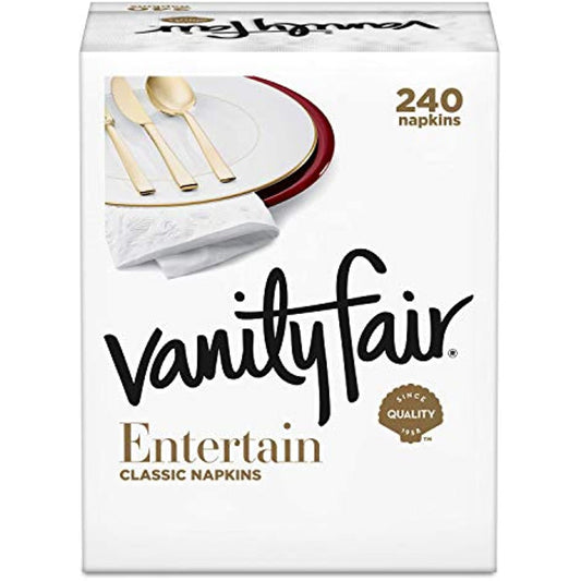 Vanity Fair 831047 Impressions Dinner Napkins, 3-Ply, 15 x 17, White, 240/Carton
