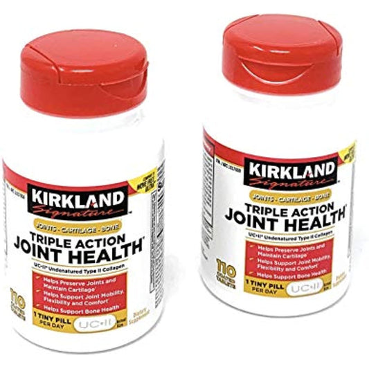 Kirkland Signature Triple Action Joint Health, UC�ll Undenatured Type II Collagen, Boron, Hyaluronic Acid,with Boron,110 Coated Tablets(Pack of 2)