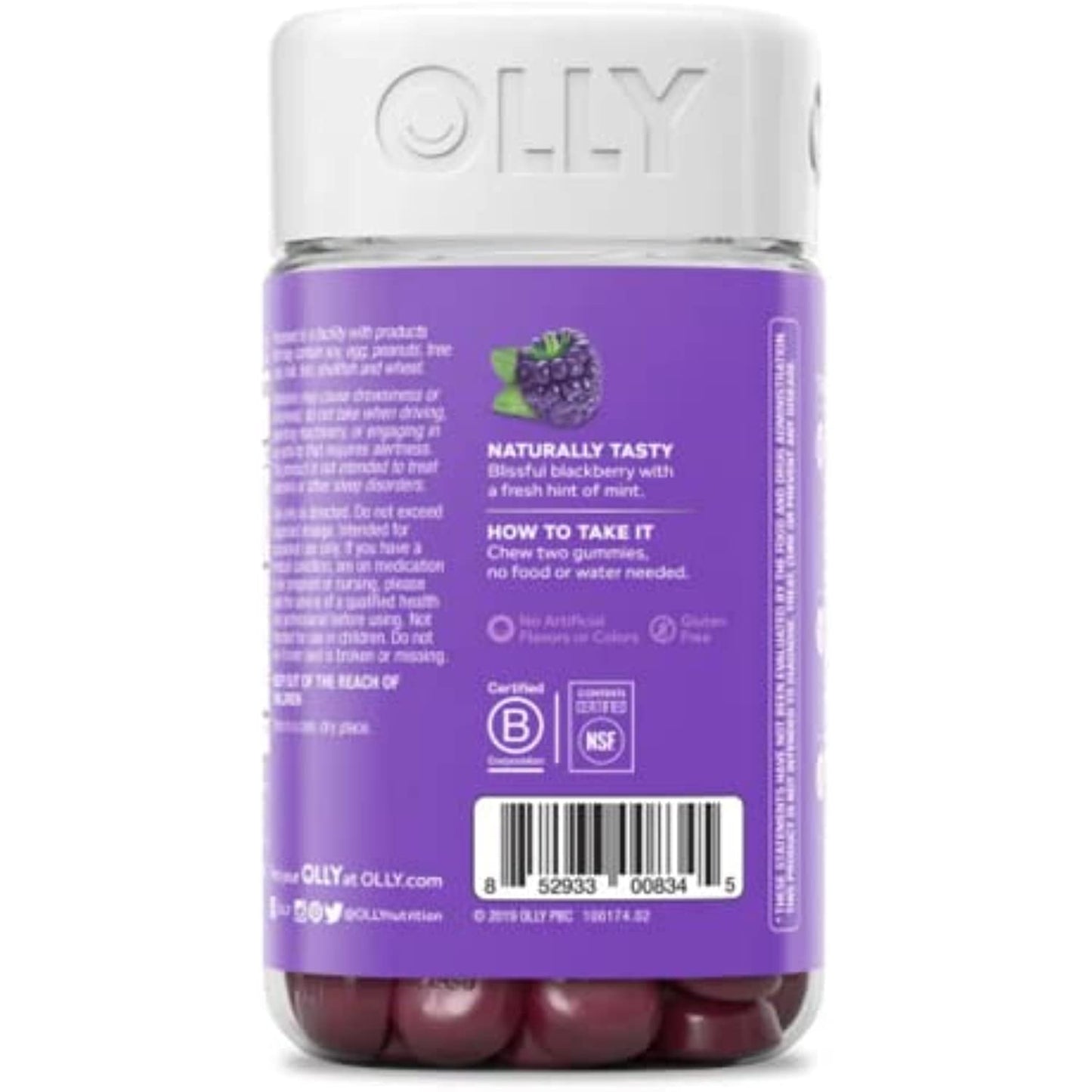 OLLY Restful Sleep Gummy Supplement with Melatonin & L-theanine Chamomile, BlackBerry Zen, (55 Day Supply) Supports A Healthy Sleep Cycle* Packaging May Vary (110 Gummies)