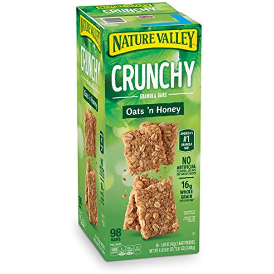 Nature Valley Crunchy Granola Bars Oats 'N Honey - 98 Bars Of 2 bar Pouches of 49ct-1.49oz