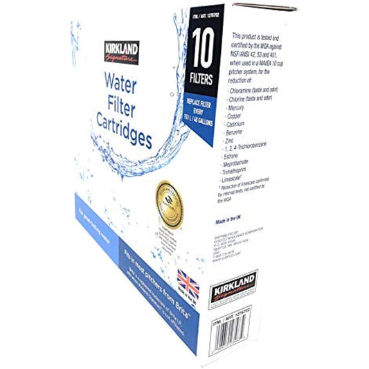 Kirkland Signature Water Filter Cartridges for Brita Pitchers, 10 Refills