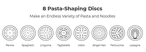 Emeril Lagasse Pasta & Beyond, Automatic Pasta and Noodle Maker with Slow Juicer - 8 Pasta Shaping Discs Black