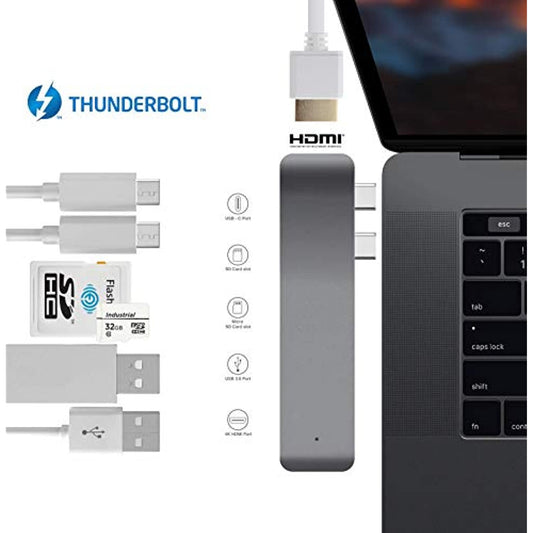 Reliable & Fast 7 in 2 and 8-1 USB C Hub MacBook Pro Type C 4K HDMI Thunderbolt 3 Adapter Dock Power SD Works with MacBook Air and Pro (8-1)