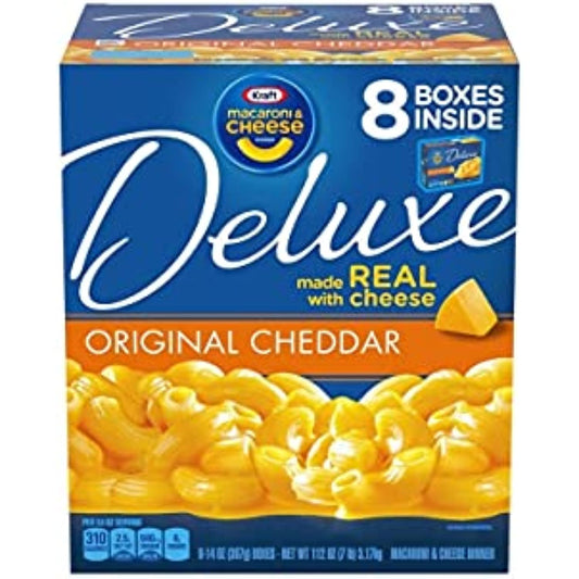 Kraft Deluxe Original Cheddar Macaroni & Cheese Dinner (14 Ounce, 8 Pack)