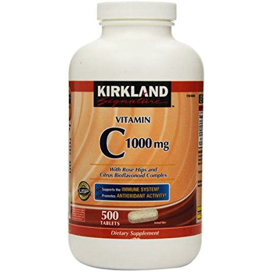 Kirkland Vitamin C with Rose Hips and Citrus Bioflavonoid Complex (1000 mg), 500-Count Tablets ( Package may vary)