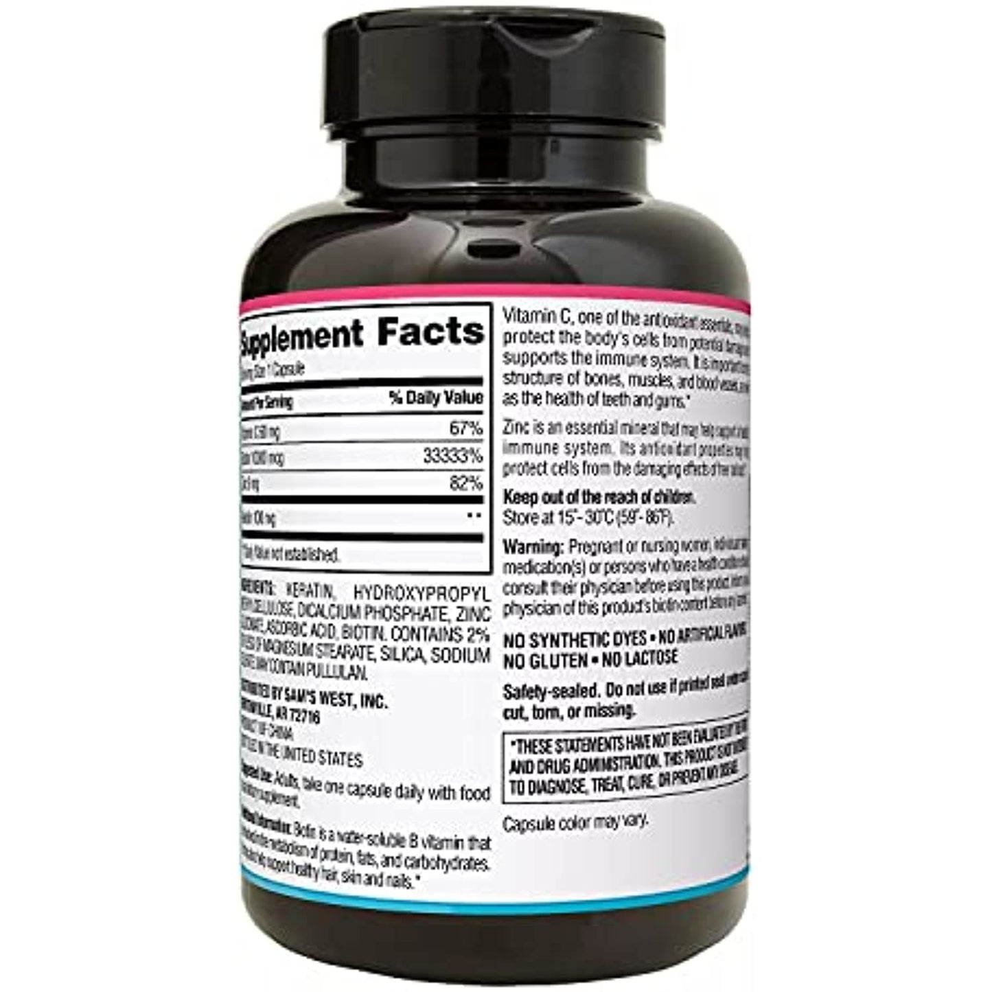 Member's Mark Biotin 10,000mcg with Keratin 100mg (250 ct.)