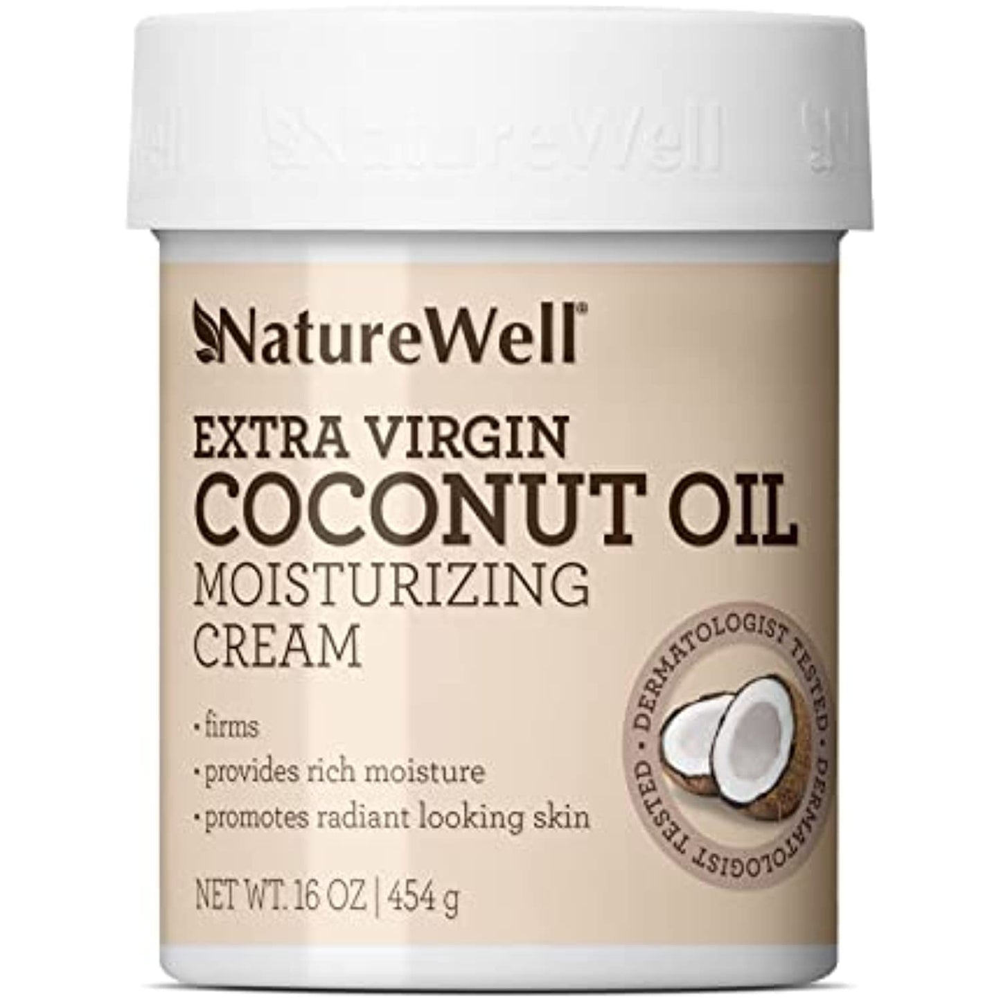 NATURE WELL 2.0 Extra Virgin Coconut Oil Moisturizing Cream for Face and Body, Lightweight, Intense Hydration for Sensitive Skin, 16 Oz